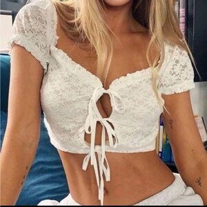 Tiger Mist White Lace Alexis Top